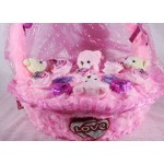 Special Valentines Pink Basket Bouquet of Teddies and Chocolates